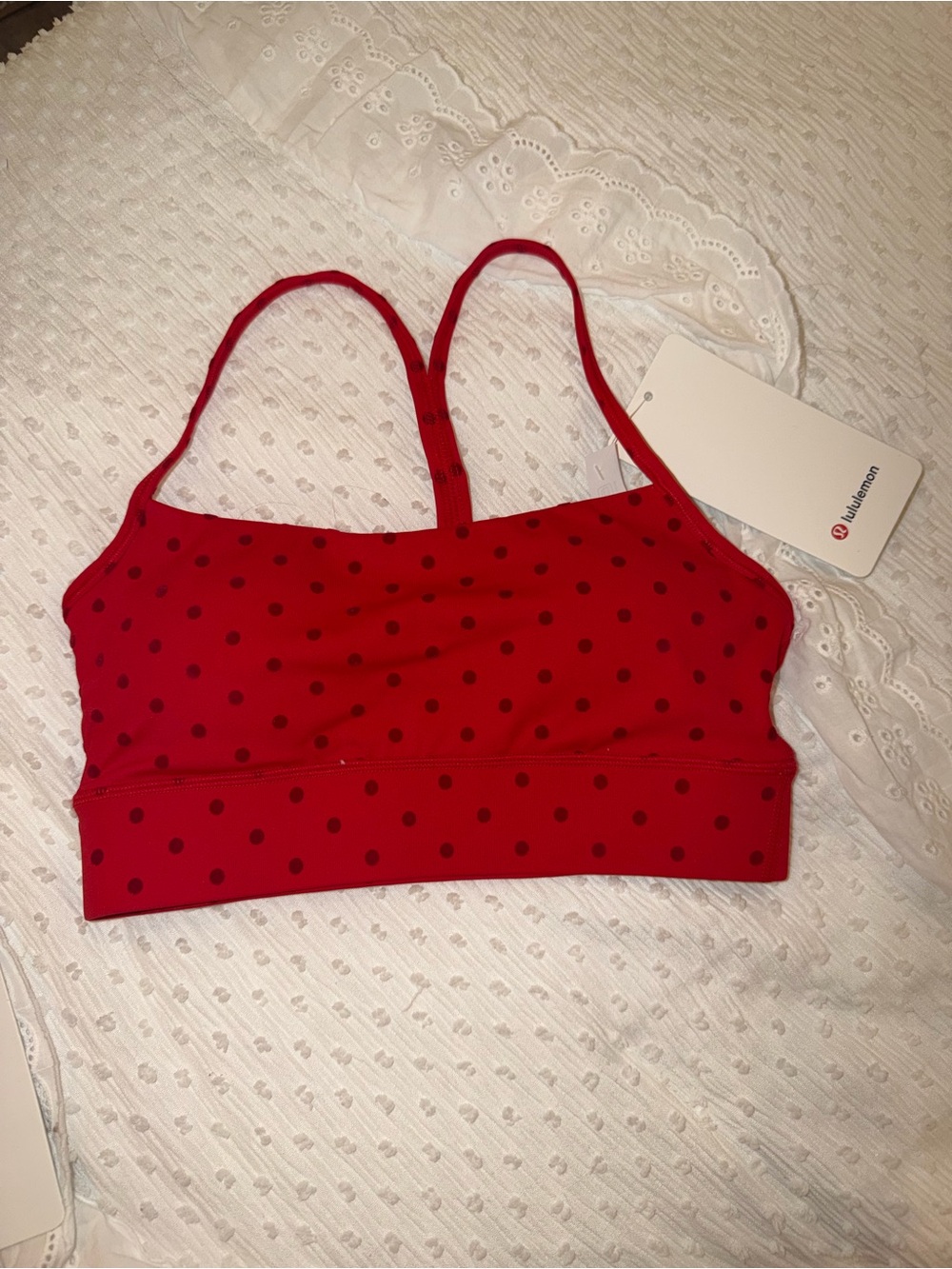 Lululemon Red Polka Dot Active Bike Shorts & Sports bra Set - Picture 3 of 4